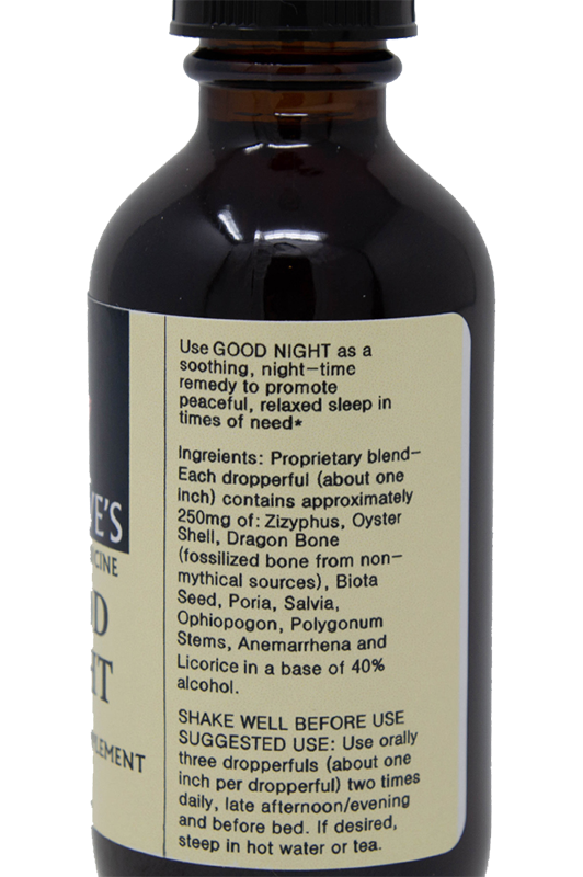 Good Night Ingredients - Dr Daves - Chinese Sleep Medicine