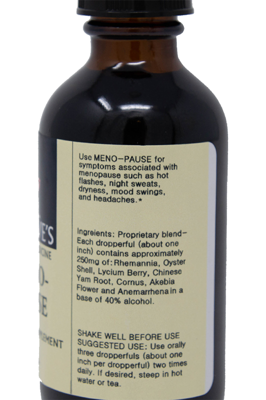Meno-Pause Ingredients Dr. Dave Herbal Medicine Chinese menopause formula